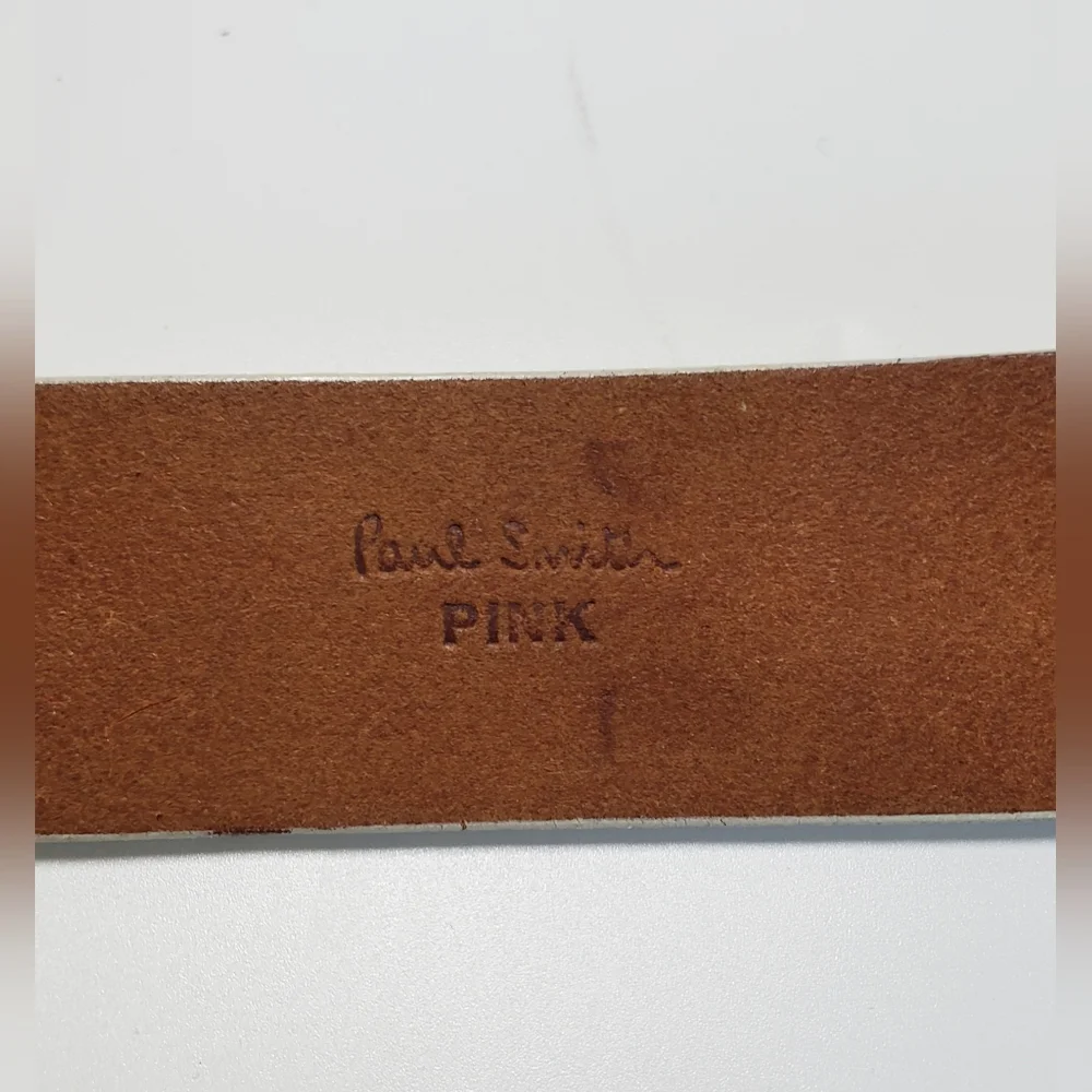 Paul Smith Off White Leather Belt with Anchor Buckle